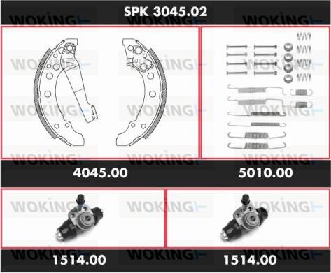 Woking SPK 3045.02 - Brake Shoe Set www.autospares.lv