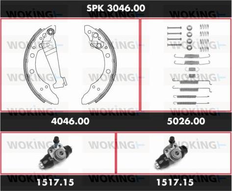 Woking SPK 3046.00 - Brake Shoe Set www.autospares.lv