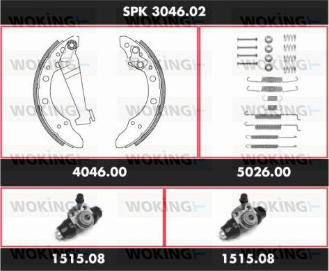 Woking SPK 3046.02 - Brake Shoe Set www.autospares.lv