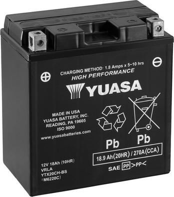 Yuasa YTX20CH-BS - Startera akumulatoru baterija www.autospares.lv