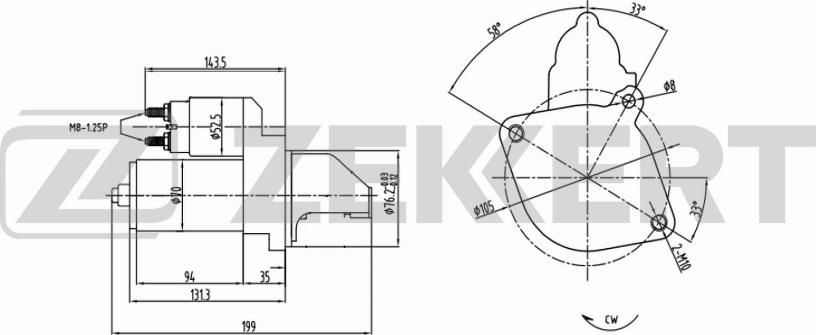 Zekkert AN-1019 - Starteris autospares.lv