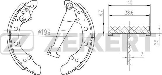 Zekkert BK-4075 - Brake Shoe Set www.autospares.lv