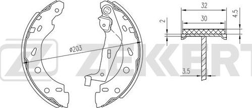 Zekkert BK-4376 - Комплект тормозных колодок, барабанные www.autospares.lv