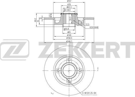 Zekkert BS-5989BZ - Тормозной диск www.autospares.lv