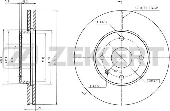 Zekkert BS-5425 - Brake Disc www.autospares.lv