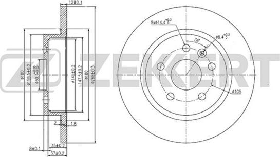 Zekkert BS-5052 - Bremžu diski www.autospares.lv