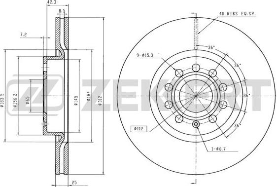 Zekkert BS-5016B - Тормозной диск www.autospares.lv