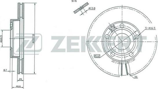 Zekkert BS-5198 - Тормозной диск www.autospares.lv