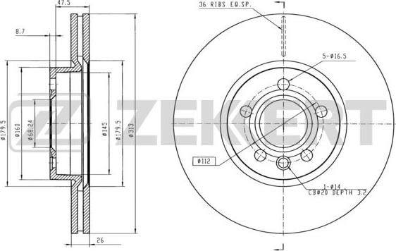 Zekkert BS-5846 - Brake Disc www.autospares.lv