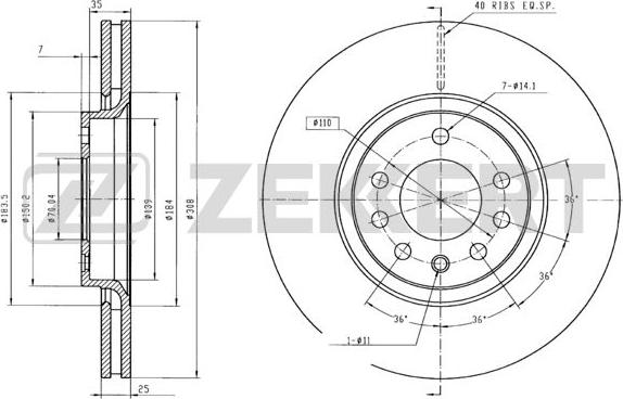 Zekkert BS-5294B - Тормозной диск www.autospares.lv