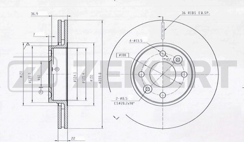 Zekkert BS-5231B - Bremžu diski autospares.lv