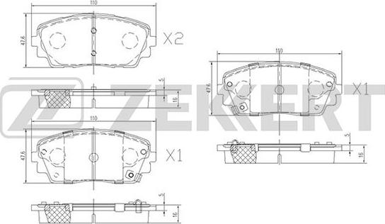 Zekkert BS-1956 - Тормозные колодки, дисковые, комплект www.autospares.lv