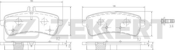 Zekkert BS-1413 - Тормозные колодки, дисковые, комплект www.autospares.lv