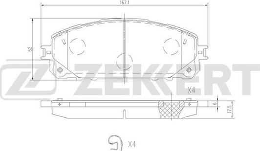 Zekkert BS-1698 - Bremžu uzliku kompl., Disku bremzes autospares.lv