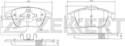 Zekkert BS-1686 - Brake Pad Set, disc brake www.autospares.lv