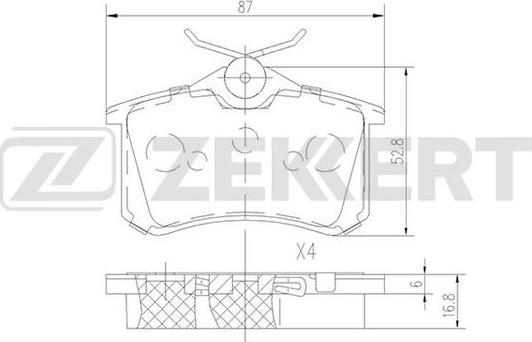 Zekkert BS-1687 - Brake Pad Set, disc brake www.autospares.lv