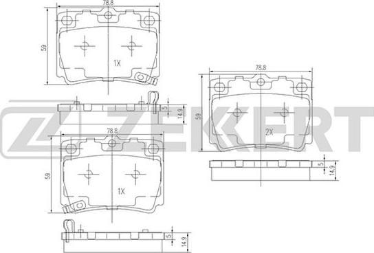 Zekkert BS-1637 - Bremžu uzliku kompl., Disku bremzes www.autospares.lv