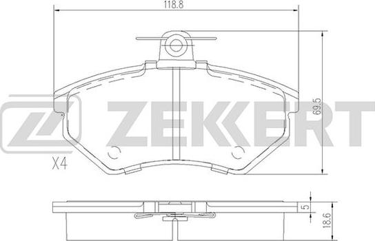 Zekkert BS-1098 - Bremžu uzliku kompl., Disku bremzes autospares.lv