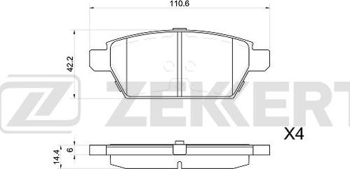 Zekkert BS-1044 - Bremžu uzliku kompl., Disku bremzes www.autospares.lv