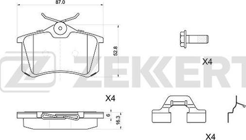 Zekkert BS-1040 - Bremžu uzliku kompl., Disku bremzes www.autospares.lv