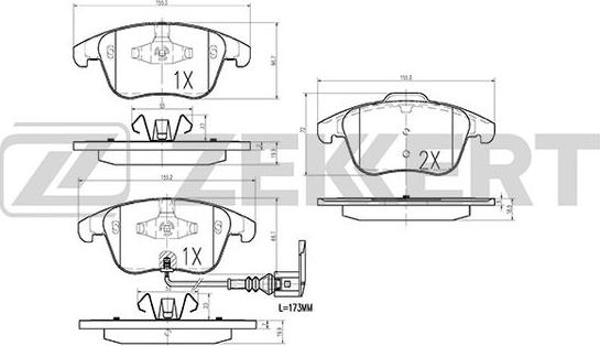 Zekkert BS-1009 - Brake Pad Set, disc brake www.autospares.lv