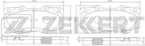 Zekkert BS-1002 - Bremžu uzliku kompl., Disku bremzes autospares.lv