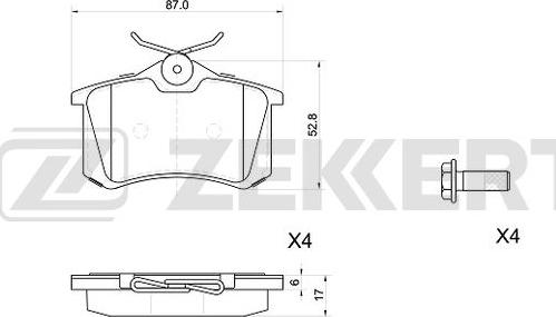 Zekkert BS-1039 - Тормозные колодки, дисковые, комплект www.autospares.lv