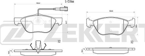 Zekkert BS-1035 - Brake Pad Set, disc brake www.autospares.lv