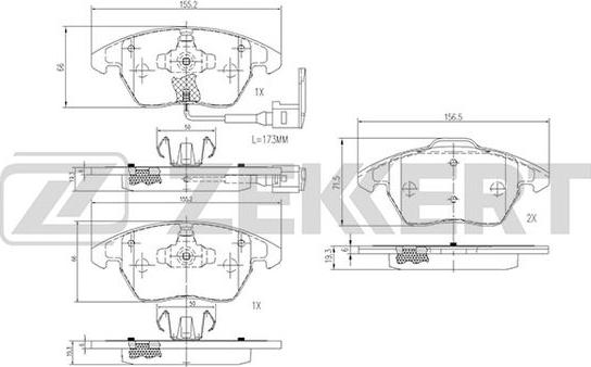 Zekkert BS-1141 - Bremžu uzliku kompl., Disku bremzes autospares.lv