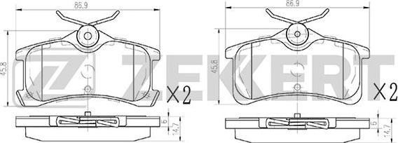 Zekkert BS-1147 - Bremžu uzliku kompl., Disku bremzes autospares.lv