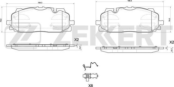 Zekkert BS-1164 - Bremžu uzliku kompl., Disku bremzes www.autospares.lv