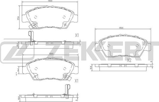 Zekkert BS-1109 - Bremžu uzliku kompl., Disku bremzes autospares.lv