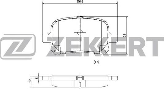 Zekkert BS-1116 - Brake Pad Set, disc brake www.autospares.lv