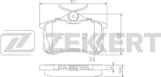 Zekkert BS-1127 - Тормозные колодки, дисковые, комплект www.autospares.lv