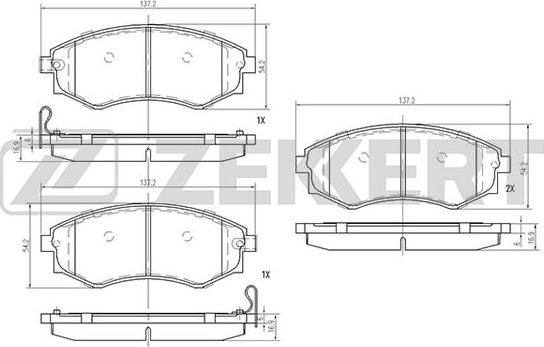 Zekkert BS-1859 - Bremžu uzliku kompl., Disku bremzes www.autospares.lv