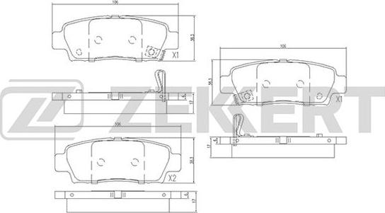 Zekkert BS-1862 - Тормозные колодки, дисковые, комплект www.autospares.lv