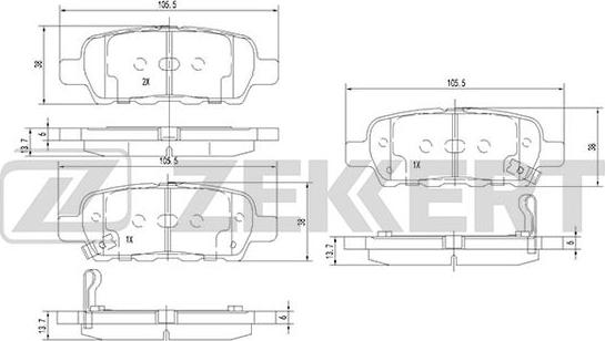 Zekkert BS-1823 - Bremžu uzliku kompl., Disku bremzes autospares.lv