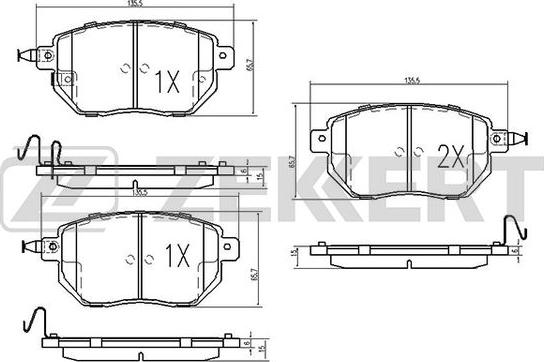 Zekkert BS-1874 - Bremžu uzliku kompl., Disku bremzes www.autospares.lv