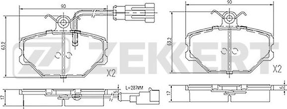 Zekkert BS-1395 - Тормозные колодки, дисковые, комплект www.autospares.lv