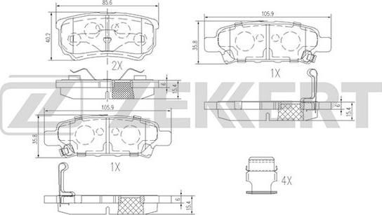 Zekkert BS-1358 - Тормозные колодки, дисковые, комплект www.autospares.lv