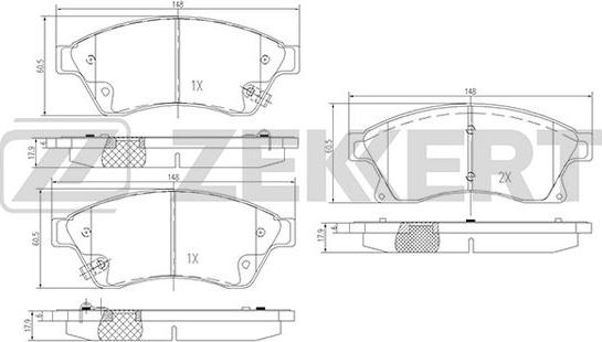 Zekkert BS-1301 - Bremžu uzliku kompl., Disku bremzes autospares.lv