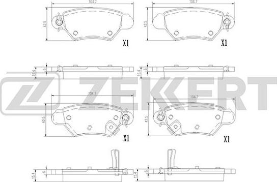 Zekkert BS-1387 - Bremžu uzliku kompl., Disku bremzes www.autospares.lv