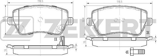 Zekkert BS-1248 - Bremžu uzliku kompl., Disku bremzes www.autospares.lv