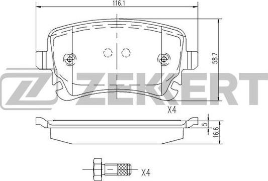 Zekkert BS-1256 - Bremžu uzliku kompl., Disku bremzes www.autospares.lv