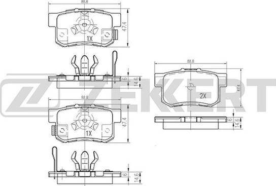 Zekkert BS-1258 - Bremžu uzliku kompl., Disku bremzes autospares.lv