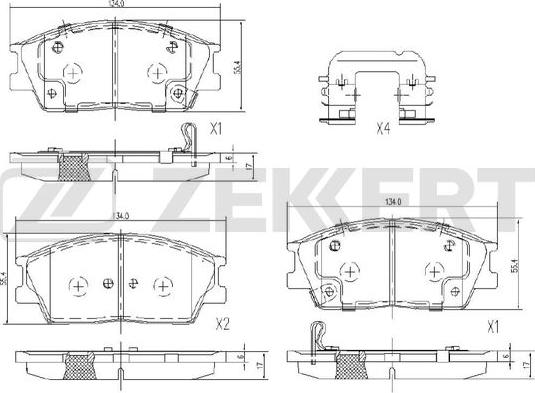 Zekkert BS-1257 - Bremžu uzliku kompl., Disku bremzes autospares.lv