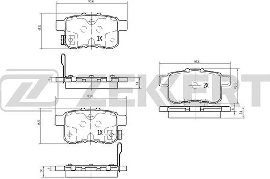 Zekkert BS-1260 - Bremžu uzliku kompl., Disku bremzes www.autospares.lv