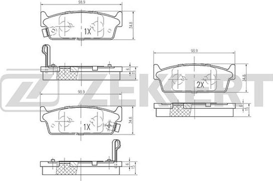 Zekkert BS-1262 - Bremžu uzliku kompl., Disku bremzes autospares.lv