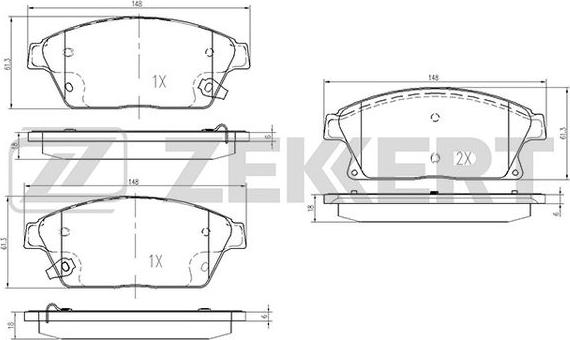 Zekkert BS-1286 - Bremžu uzliku kompl., Disku bremzes autospares.lv