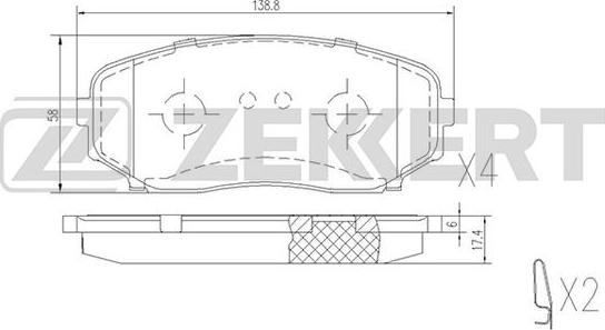 Zekkert BS-1228 - Тормозные колодки, дисковые, комплект www.autospares.lv